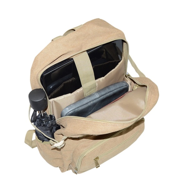 Men's Canvas Backpack With Padded Laptop Sleeve - Picture 3 of 4